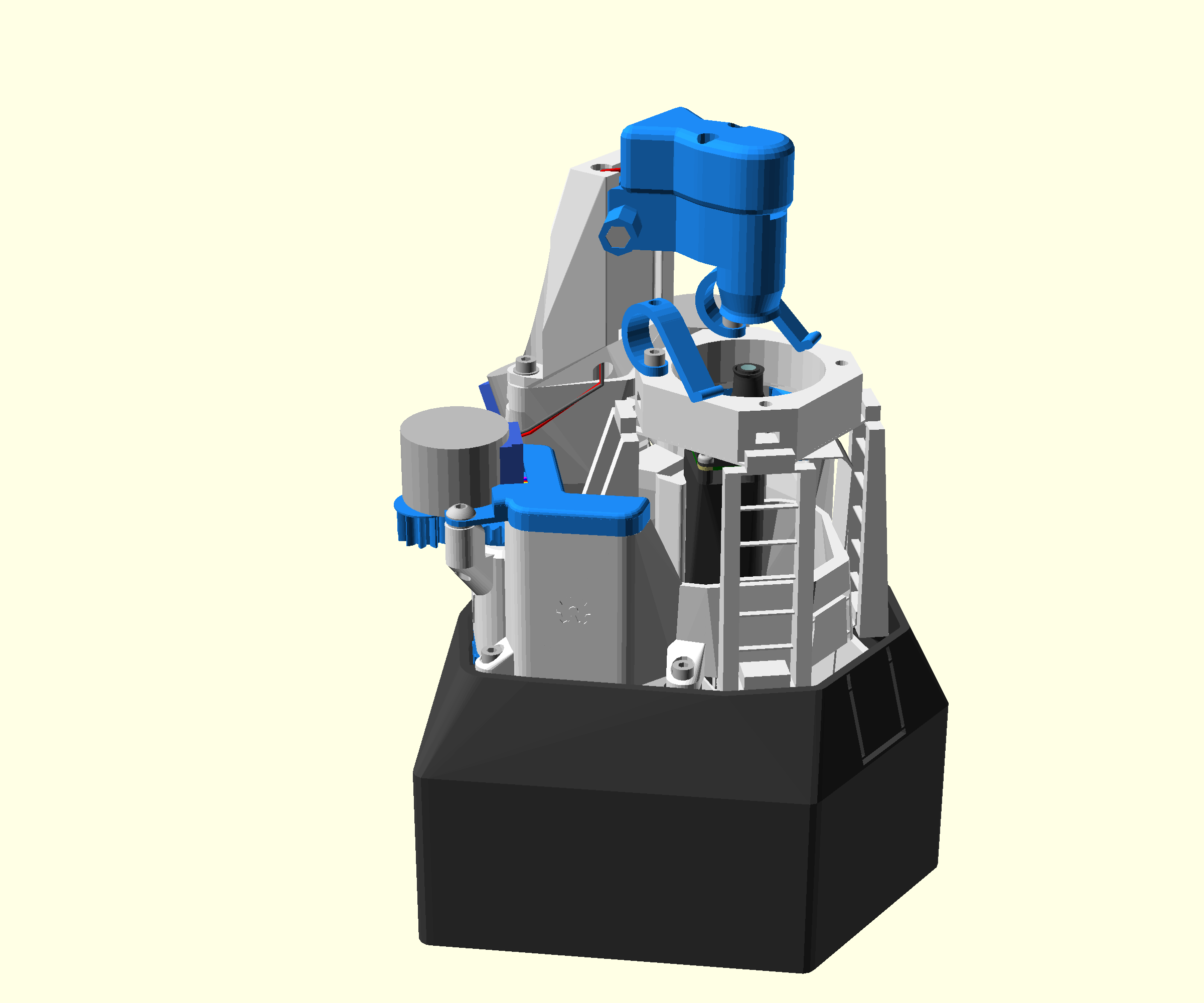 A render of the completed microscope using the Raspberry Pi camera module's lens.