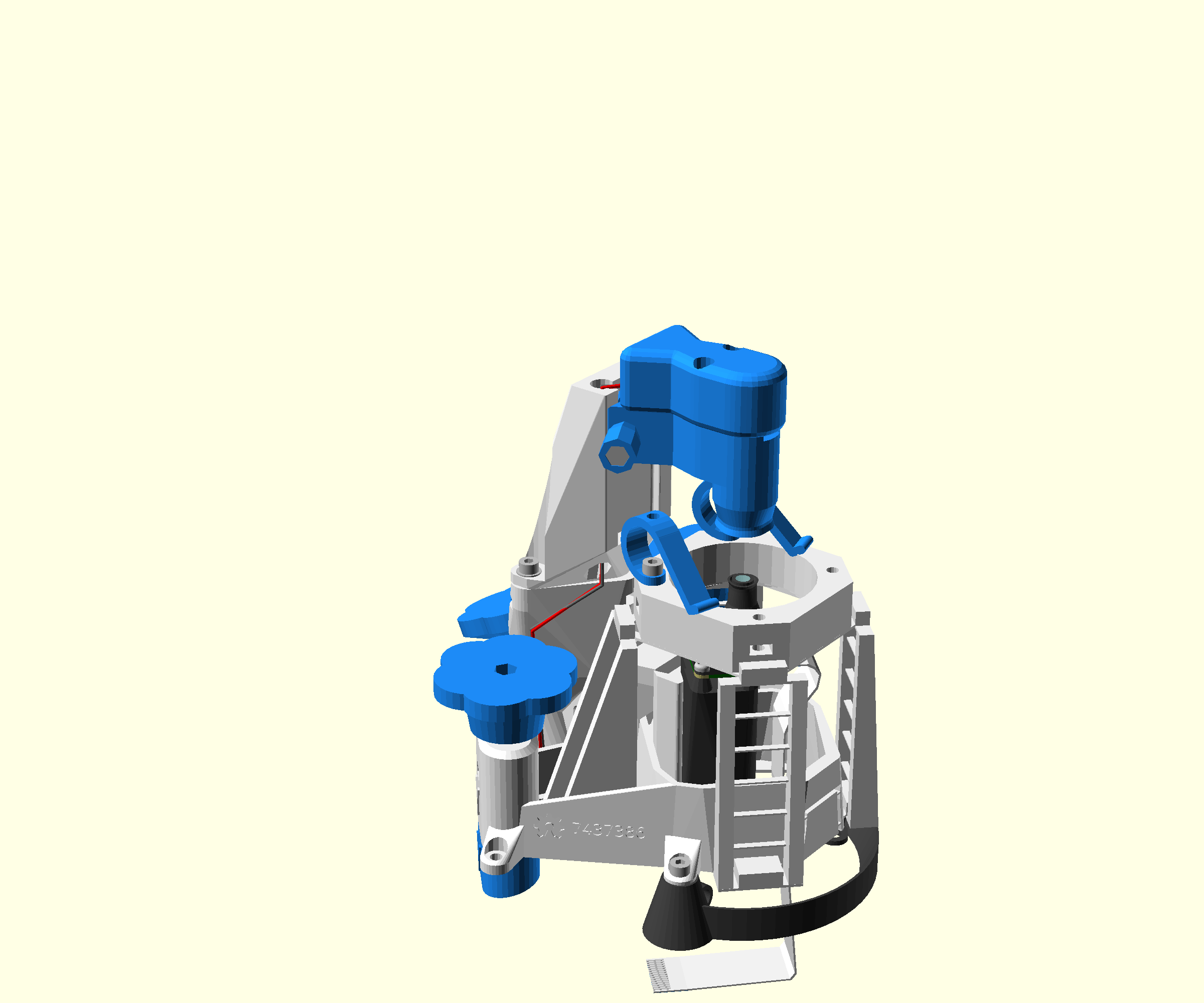 A render of the completed microscope using the Raspberry Pi camera module's lens.