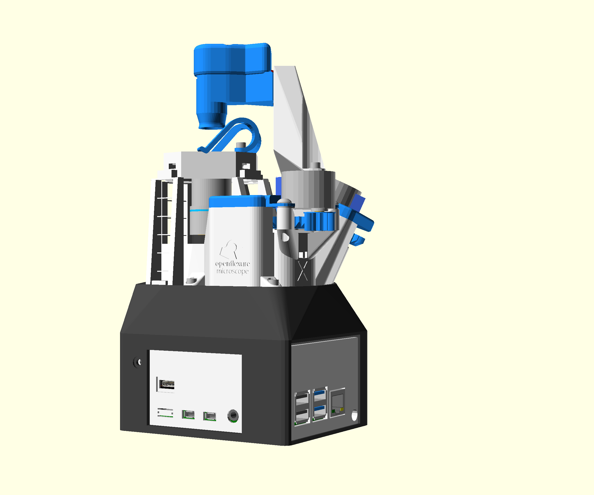 A render of the completed microscope