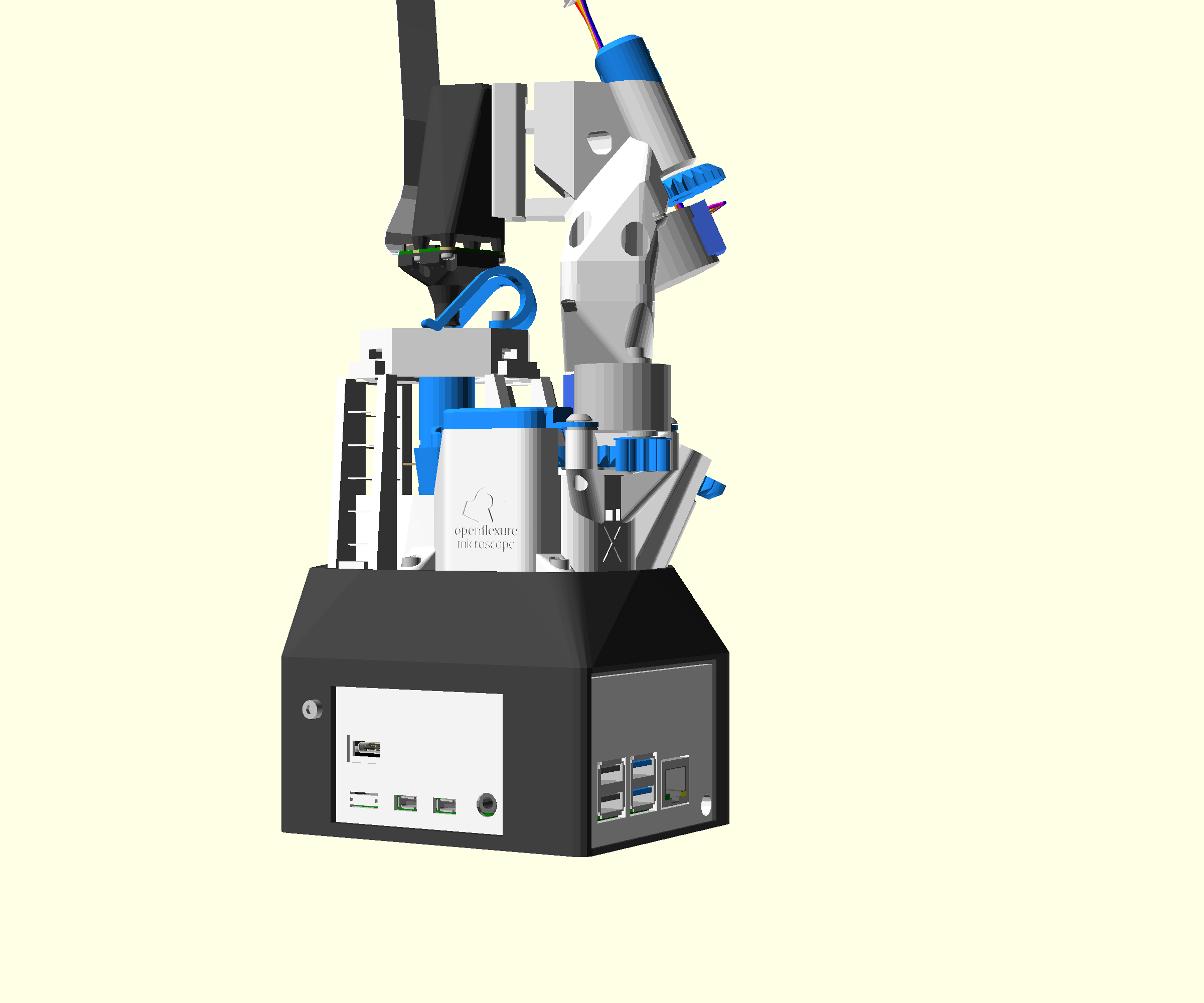 A render of the completed microscope