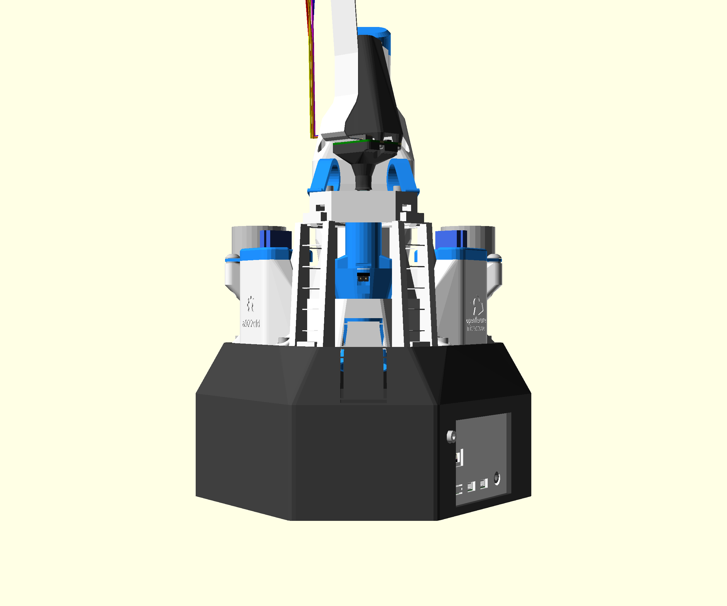 A render of the completed microscope