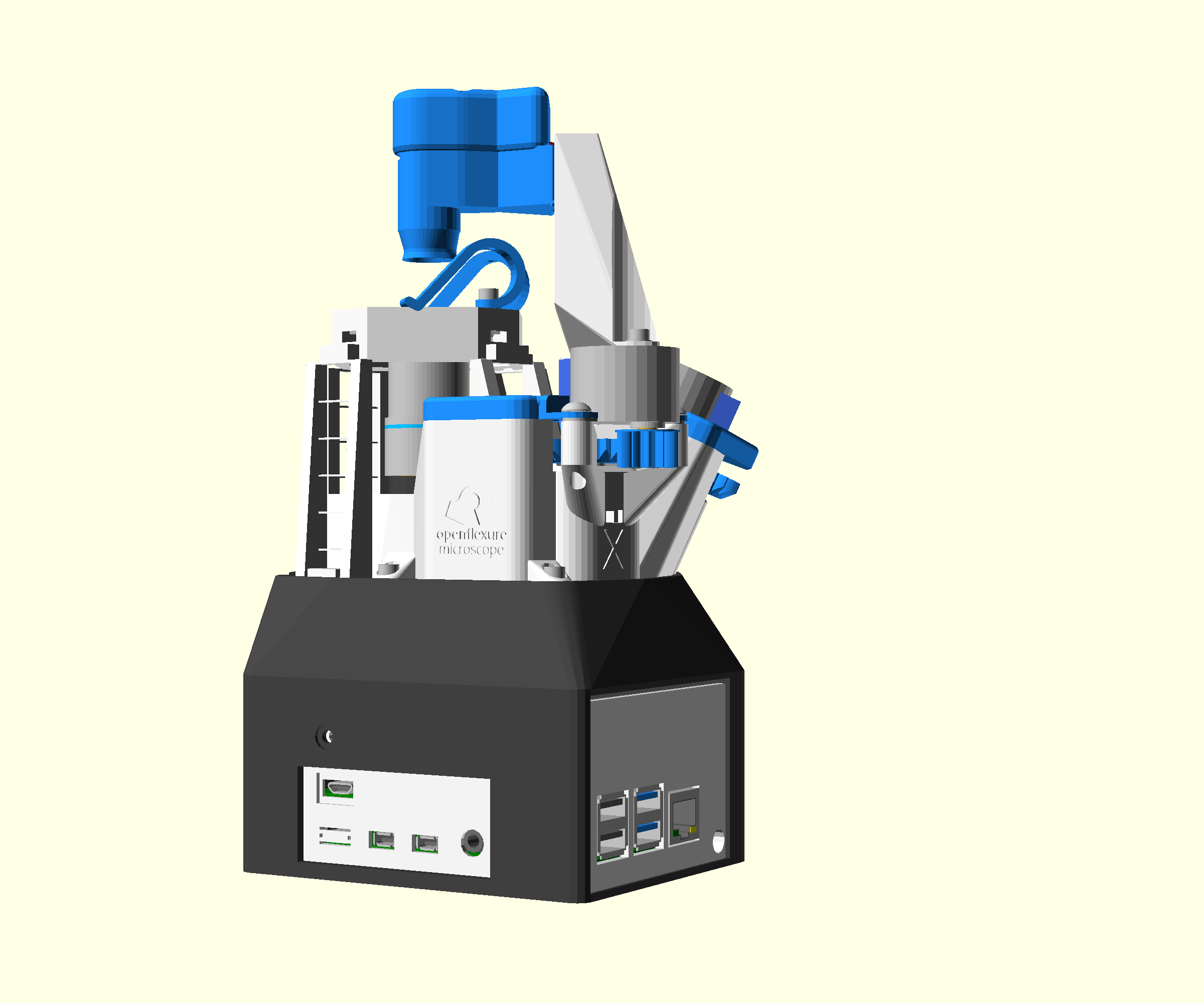 A render of the completed microscope