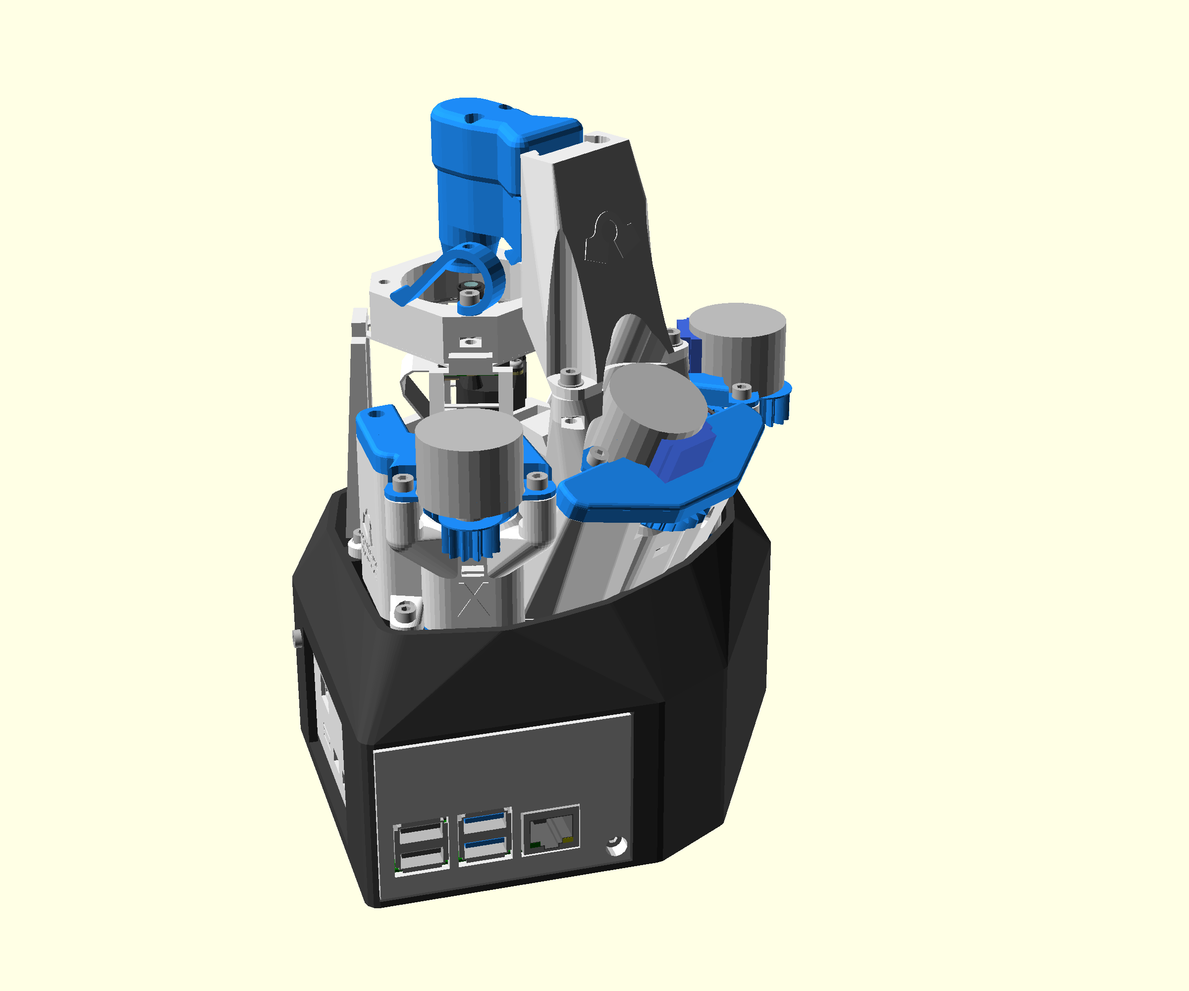 A render of the completed microscope